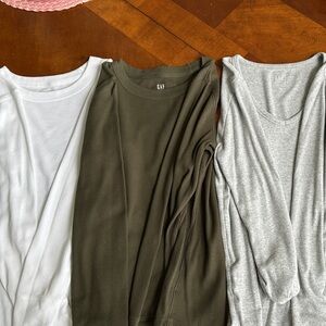 GAP -Bundle: White, Olive, and Gray Long Sleeve Tops
